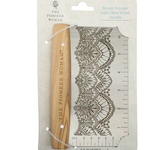 The Pioneer Woman Floral Pattern Dough Scraper with Wooden Handle